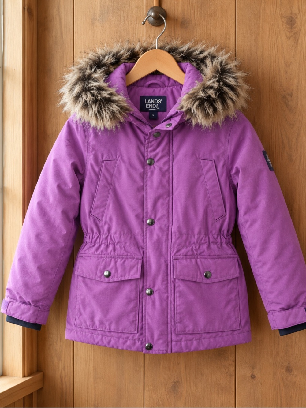 Lands’ End Girls Down Winter Parka Coat – Size 5/6
Ski School Purple Fur Fleece